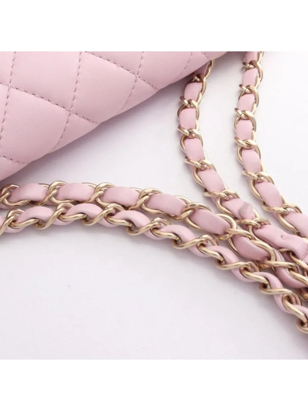 Chanel Shoulder Bag Quilted Single Flap Light Pink Lambskin Chain